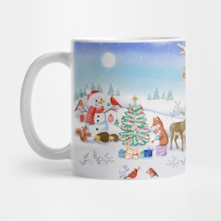 Forest animals celebrate Christmas Mug